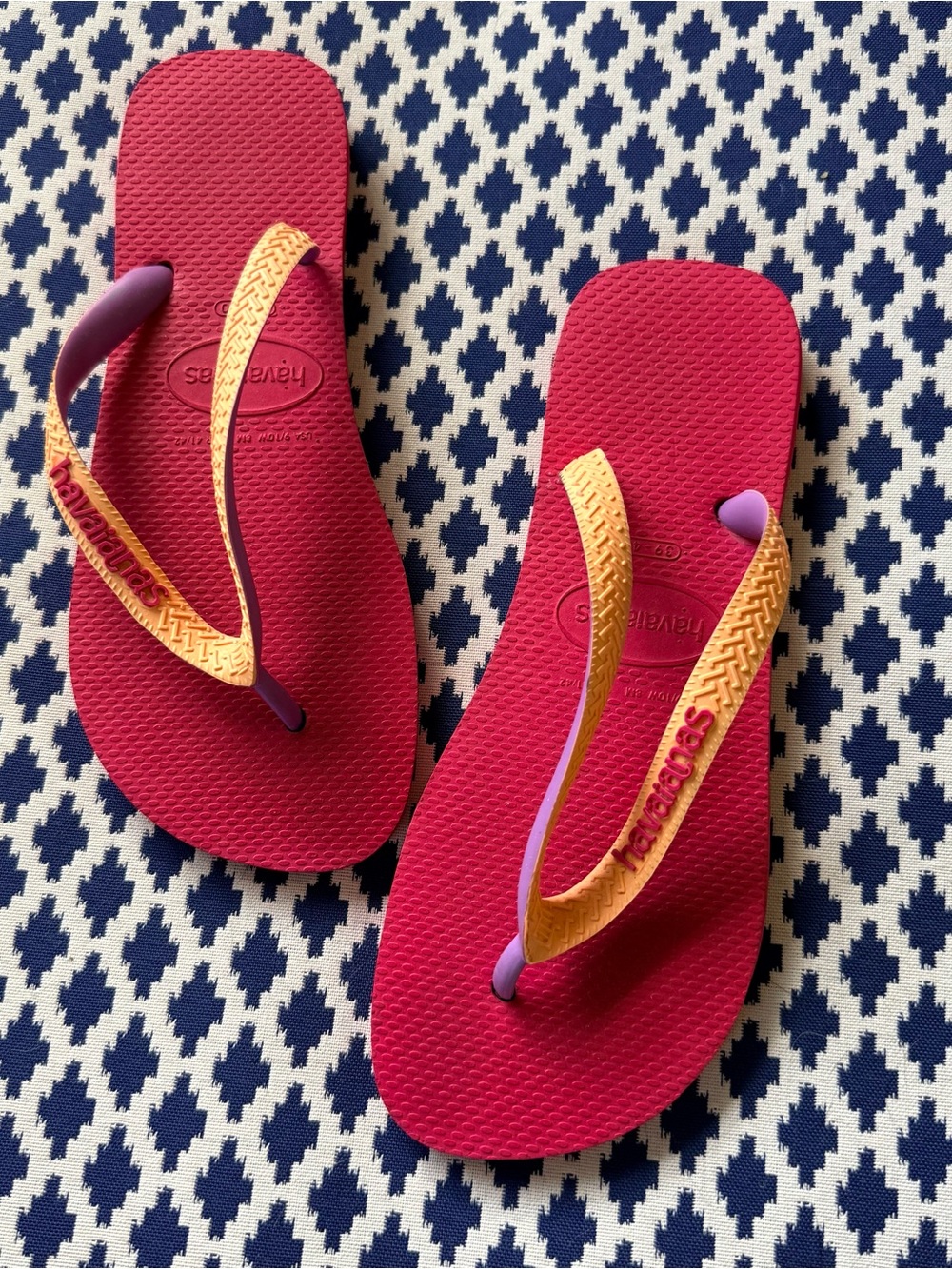 Havaianas Slim Colorful Flip Flops Peach Pink Purple Women’s 9/10 EU 41/42